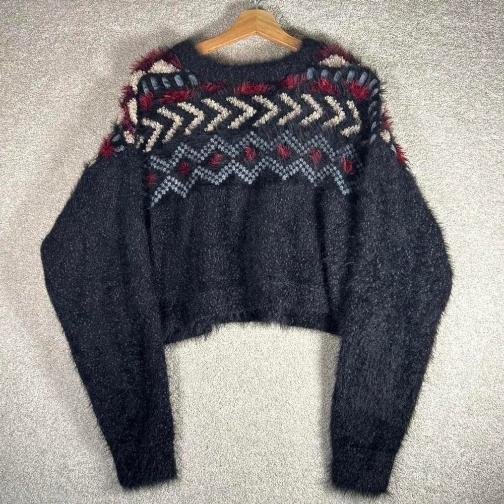 Women's Frye cropped Nordic textured knit sweater Size XL